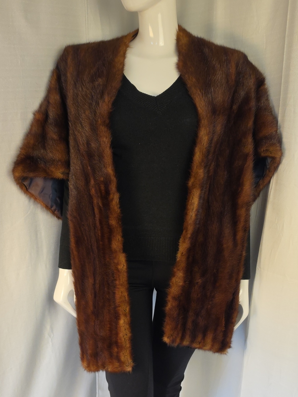 Vintage Brown Mink Fur Open Front Stole Circa 1940-1950 Size